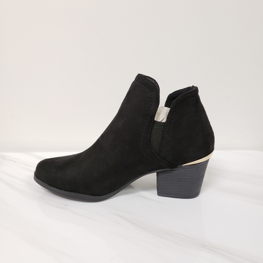Black Faux Suede Booties Women's - Picture 2 of 5